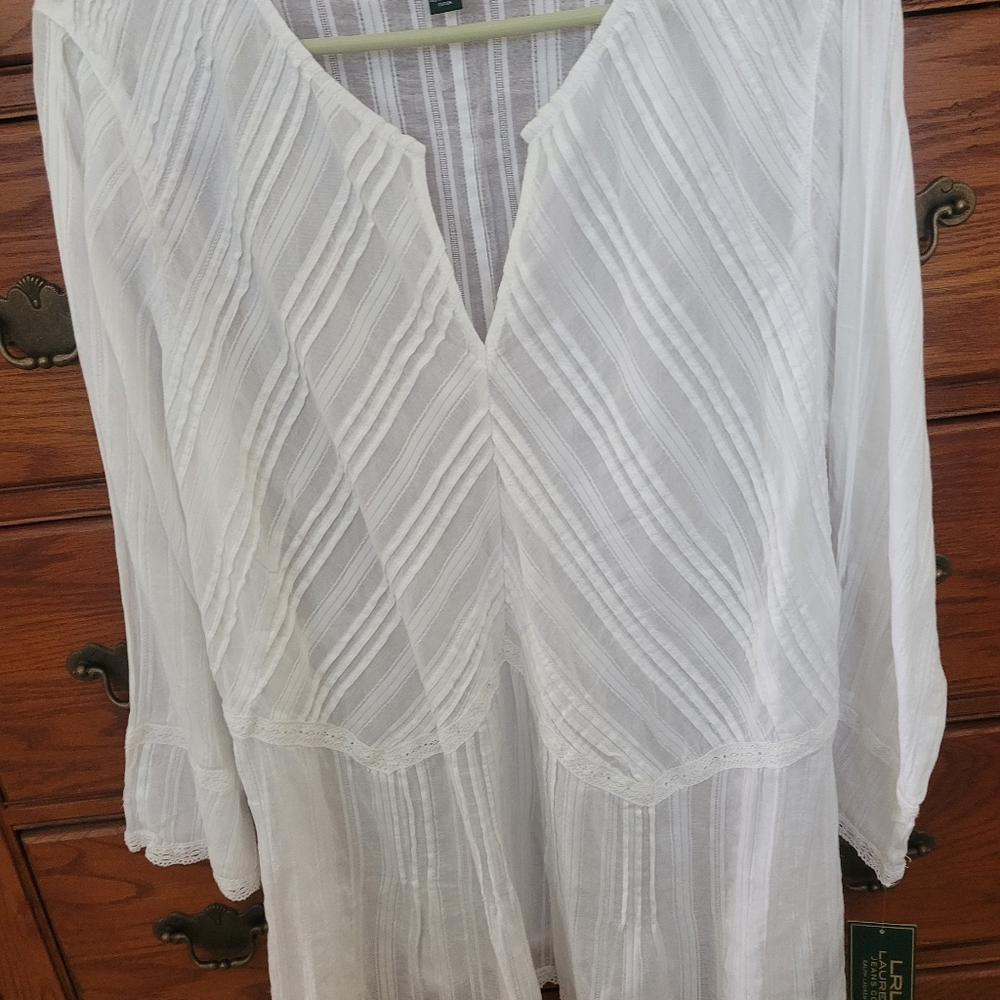 White Sheer Striped Blouse